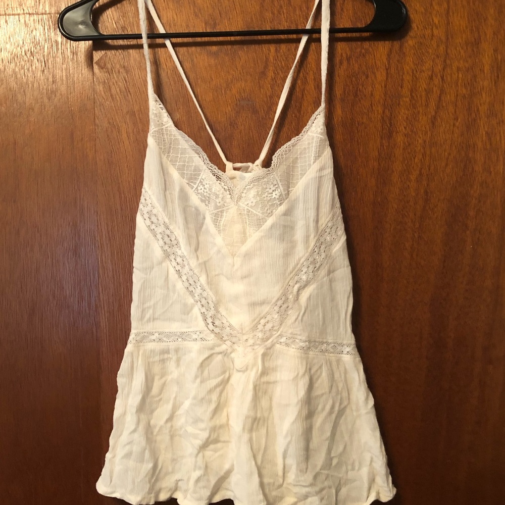 American Eagle Cream Lacey Tank Sized Small